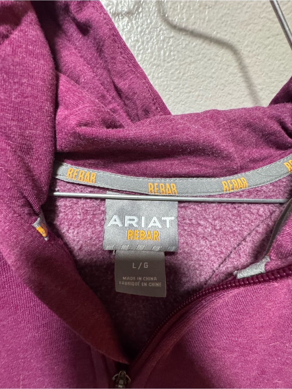 Ariat Rebar Zip Hoodie in Deep Berry - Picture 2 of 3